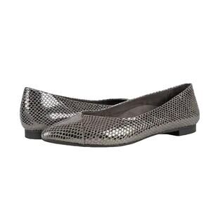 Vionic Caballo Snakeskin Pointed Toe Flats Gold Metallic Natural Womens 7.5